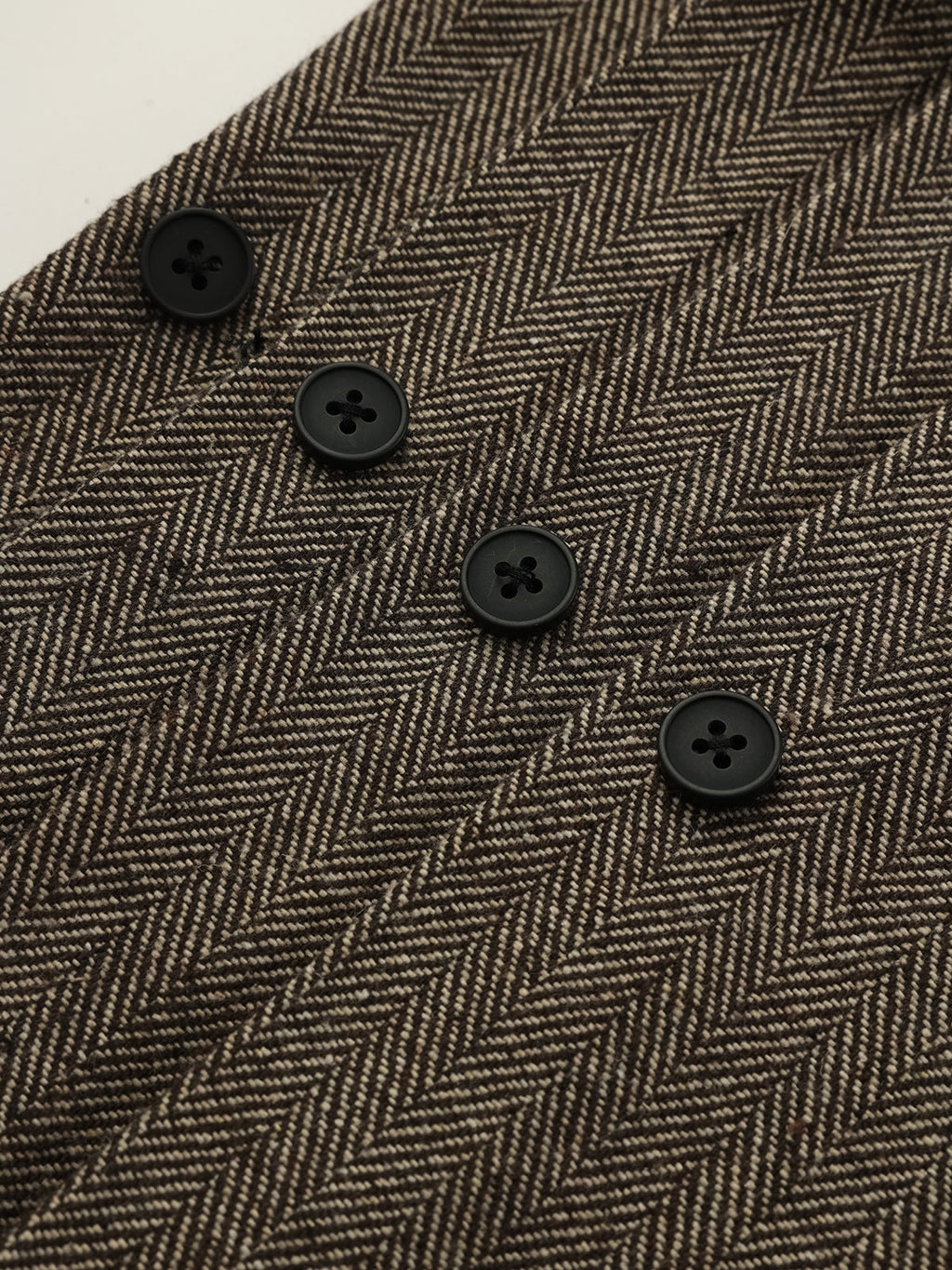 Herringbone Tweed Pleated Straight-Leg Pants