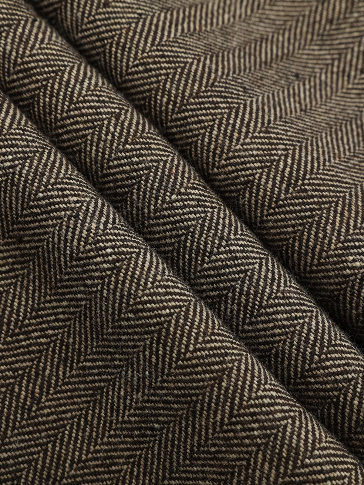 Herringbone Tweed Pleated Straight-Leg Pants