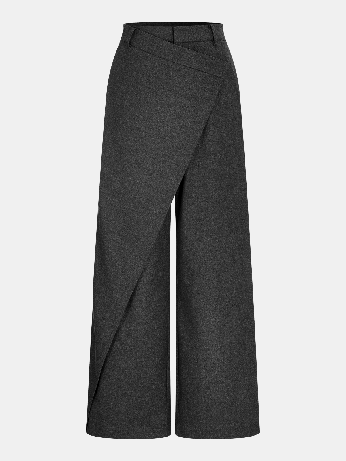 Asymmetric Mid-Waist Wide-Leg Pants