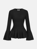 Flared Sleeve Peplum Knit Top
