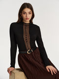Lace Panel Textured Top