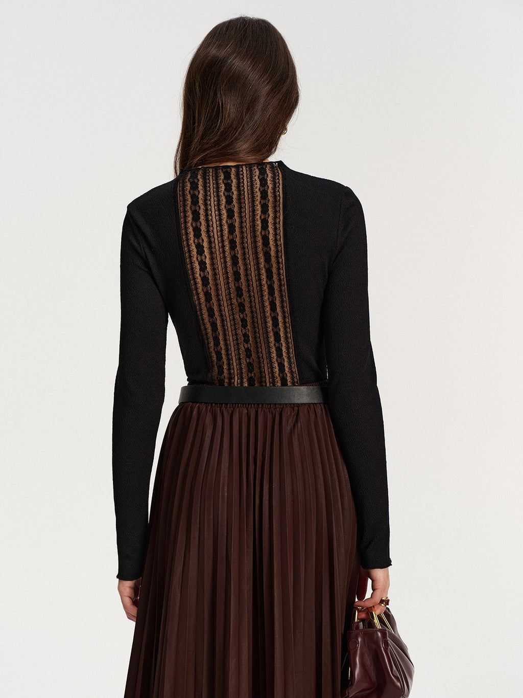 Lace Panel Textured Top