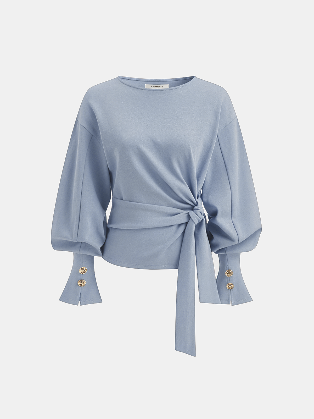 Twist Knot Balloon Sleeve Sweatshirt