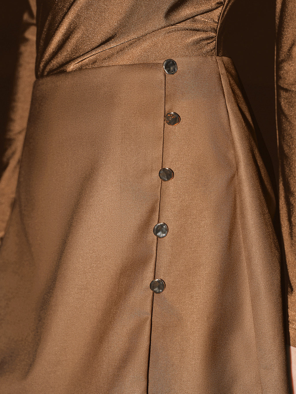 Button Detail Long-Sleeve Mini Dress