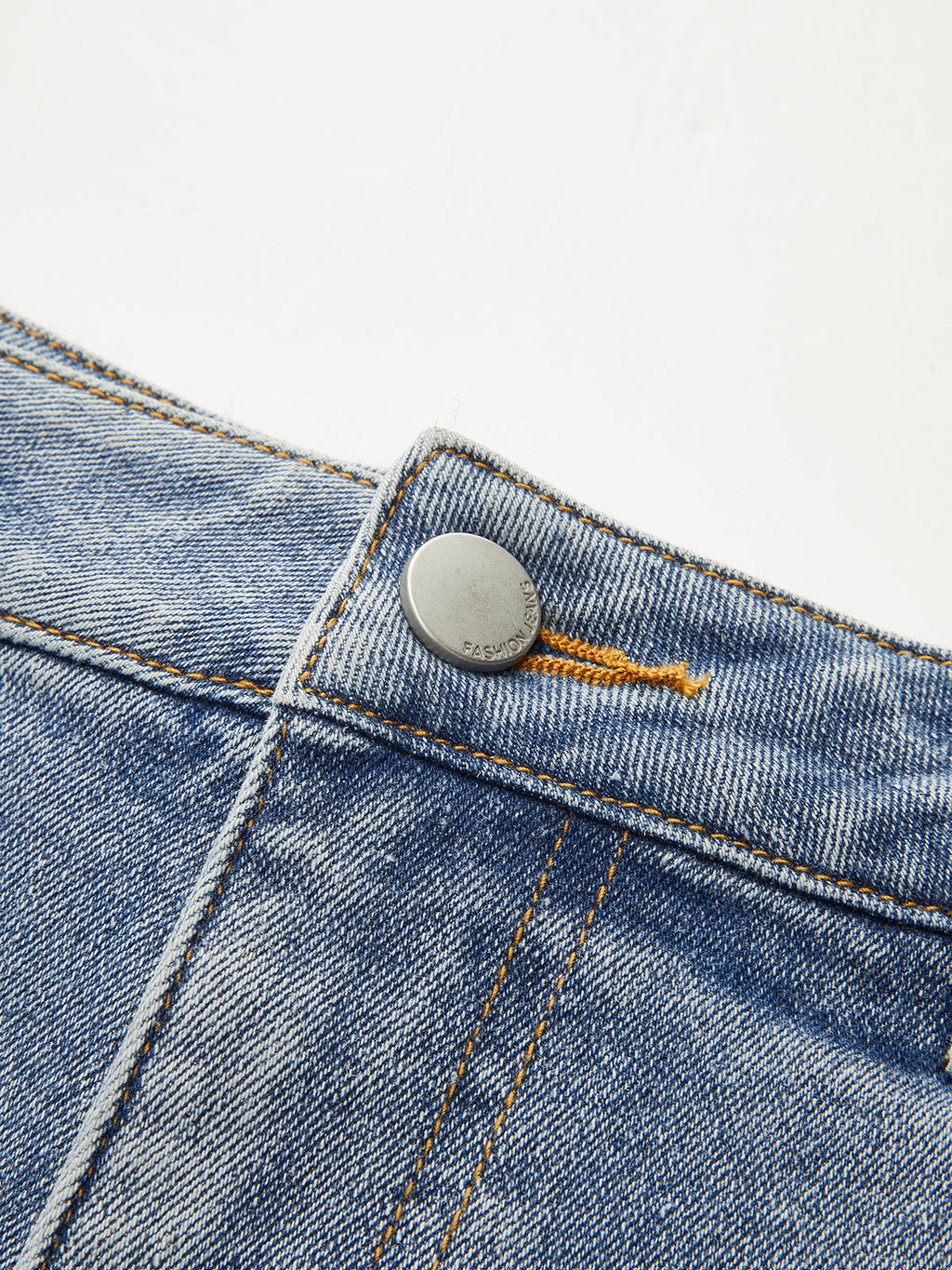 Mid-Waist Denim Panel Flared Pants
