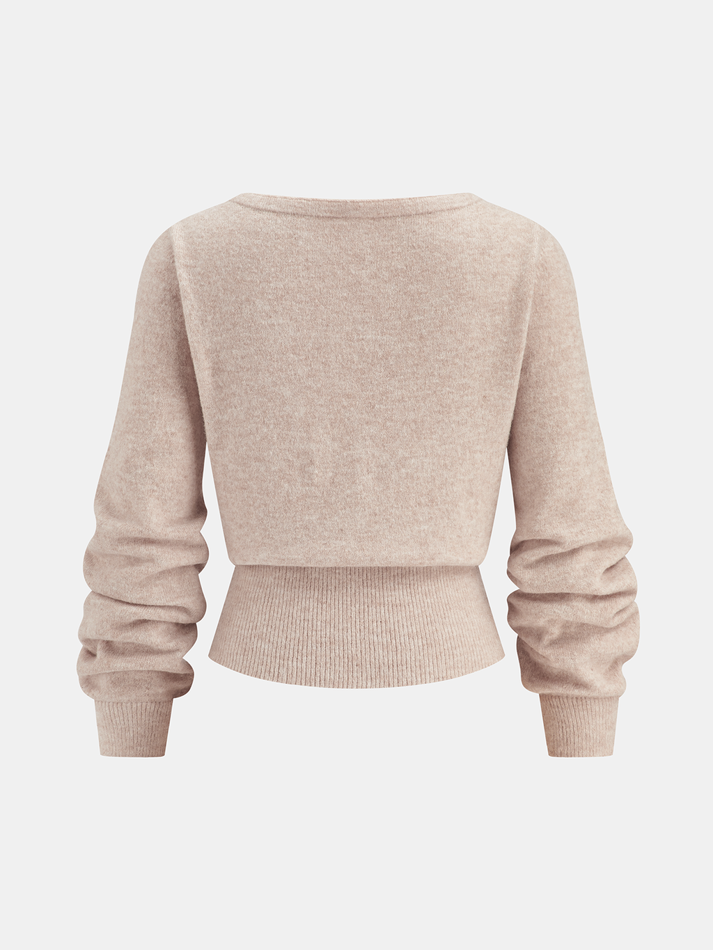 3D Floral Embellished Cinched-Waist Knit Top