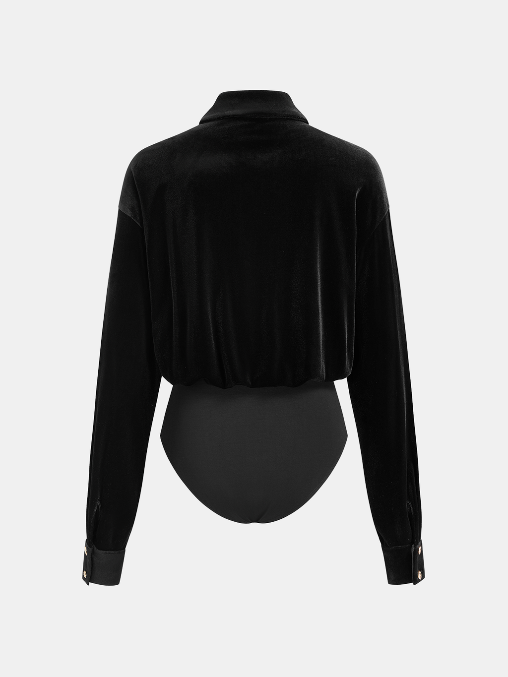 Velvet Collared Button-Front Bodysuit