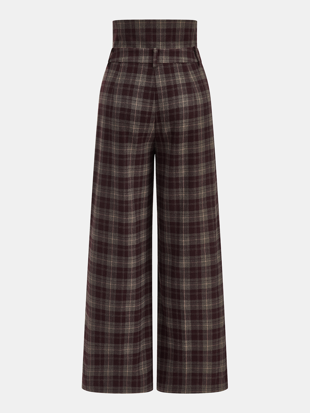 High-Waisted Plaid Wide-Leg Pants