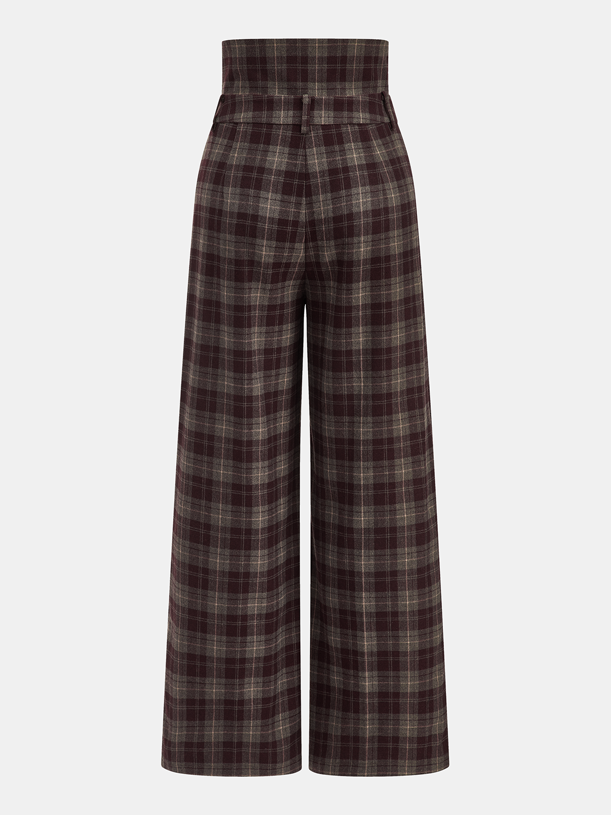 High-Waisted Plaid Wide-Leg Pants
