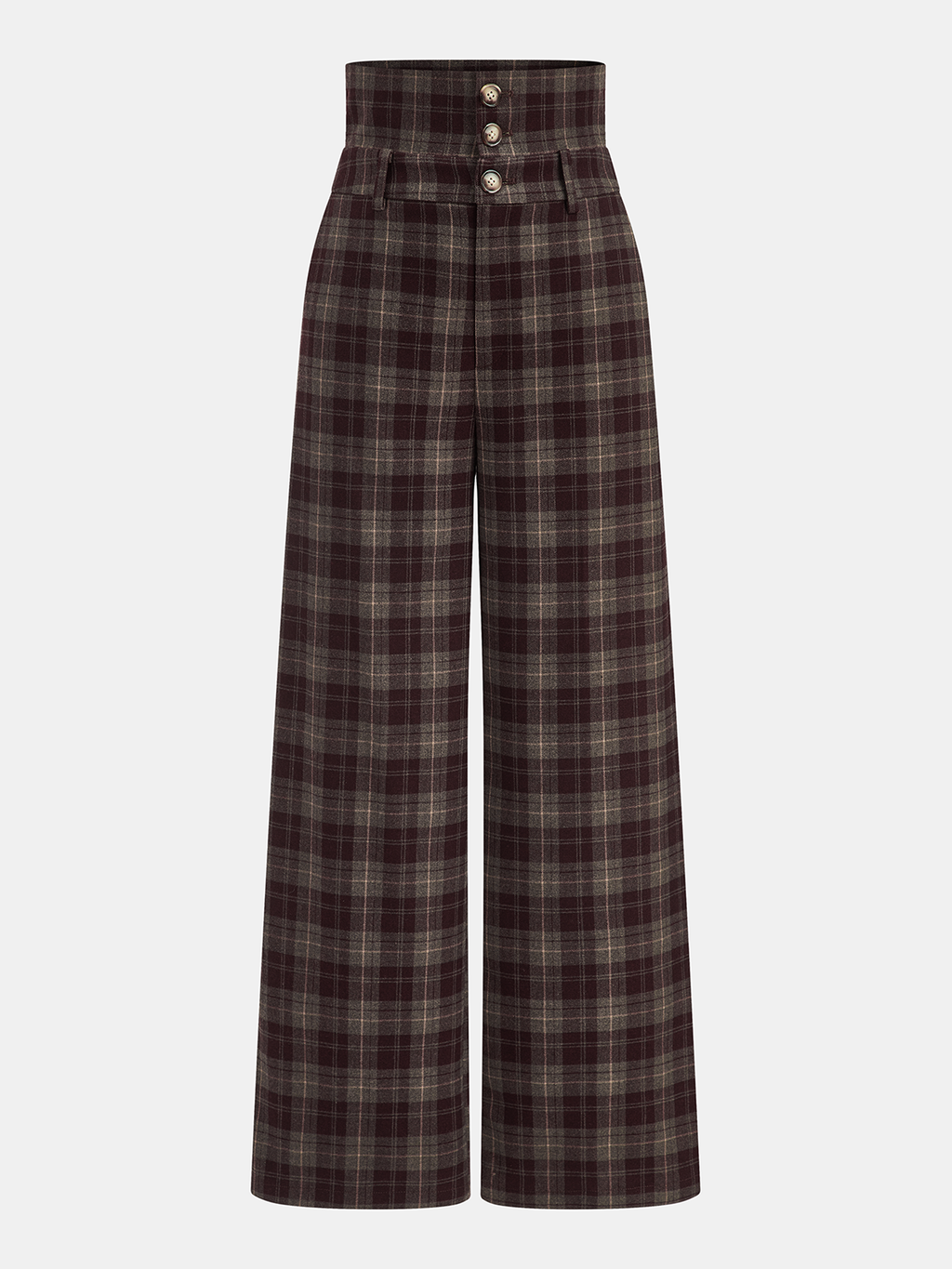 High-Waisted Plaid Wide-Leg Pants