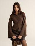 Pinstripe Cropped Fitted Shirt