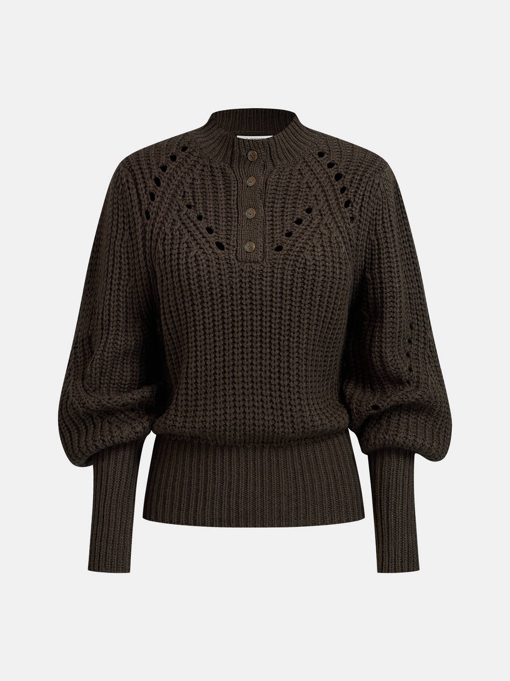 Tie-Waist Button-Front Knit Sweater