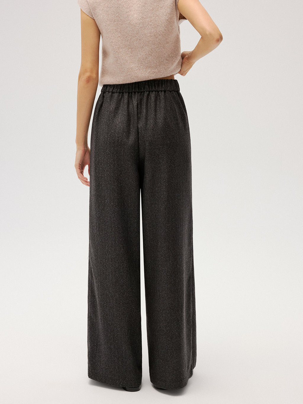 Elastic Waist Pleated Wide Leg Pants