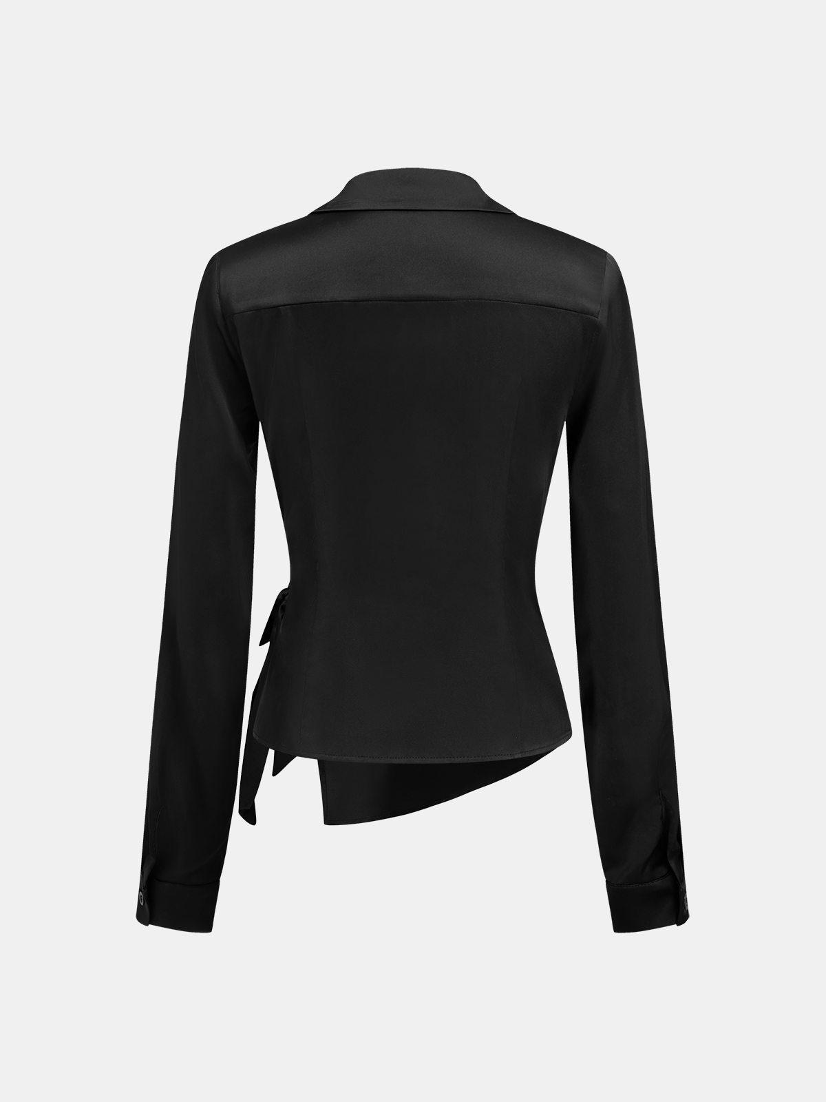 Long Sleeve Lapel Wrap Oversized Satin Shirt