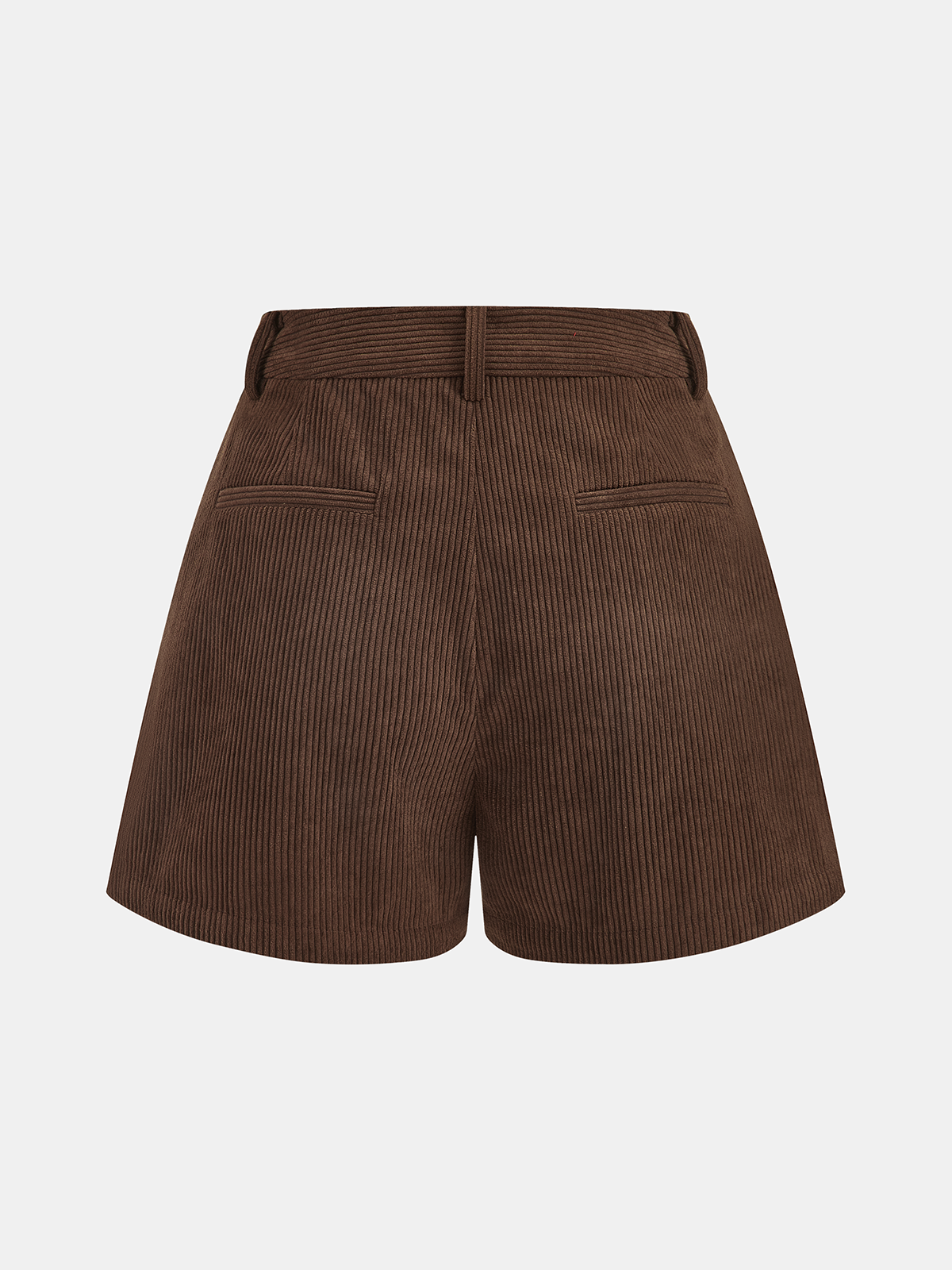 Metal Button Pleated Corduroy Shorts