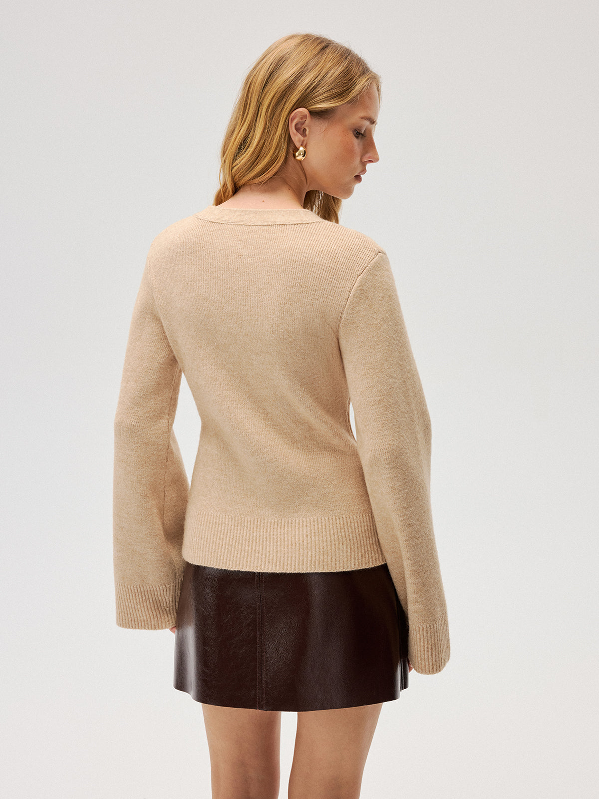 V-Neck Button Knit Cardigan