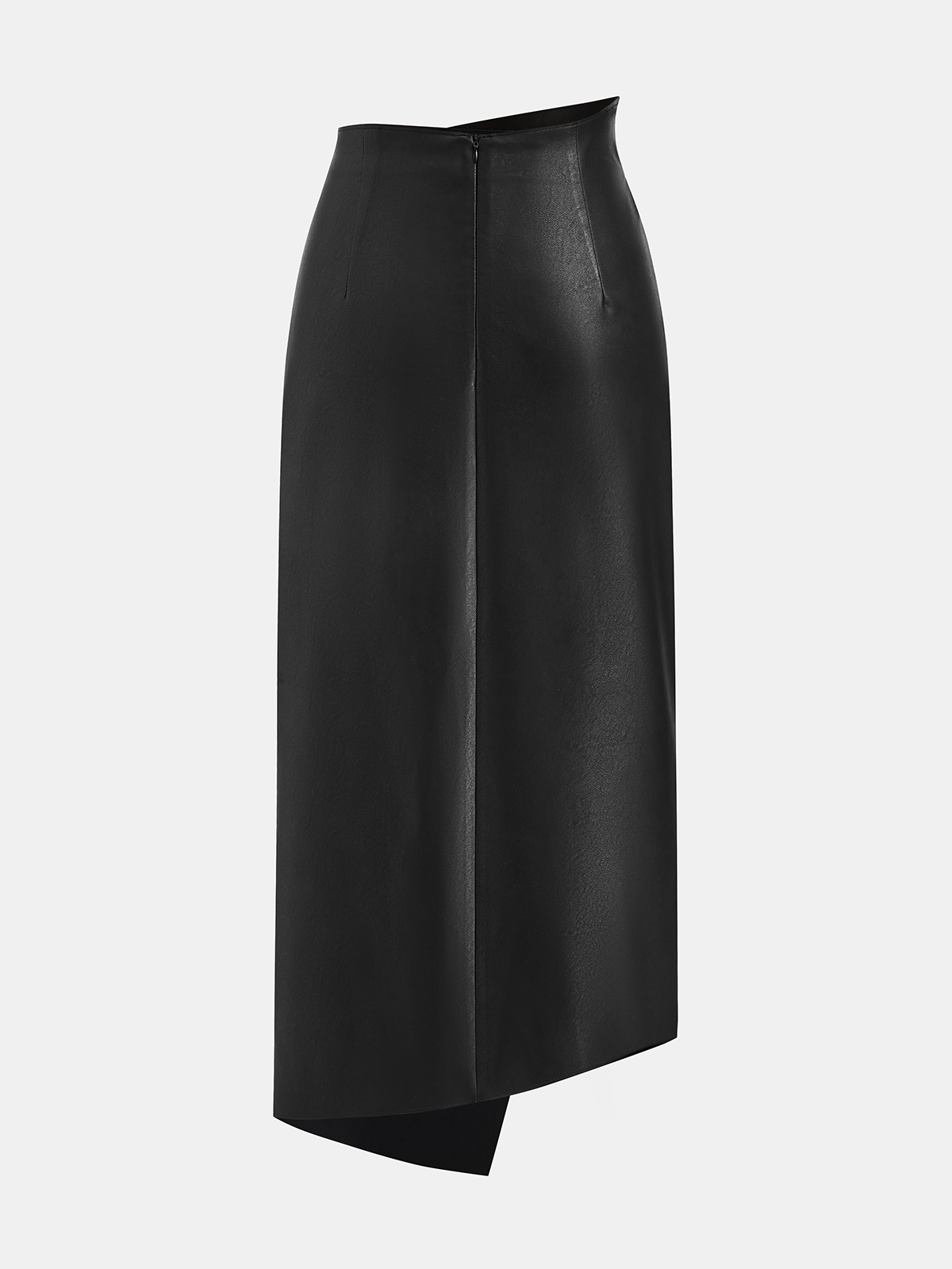Faux Leather Ring Accent Asymmetric Skirt