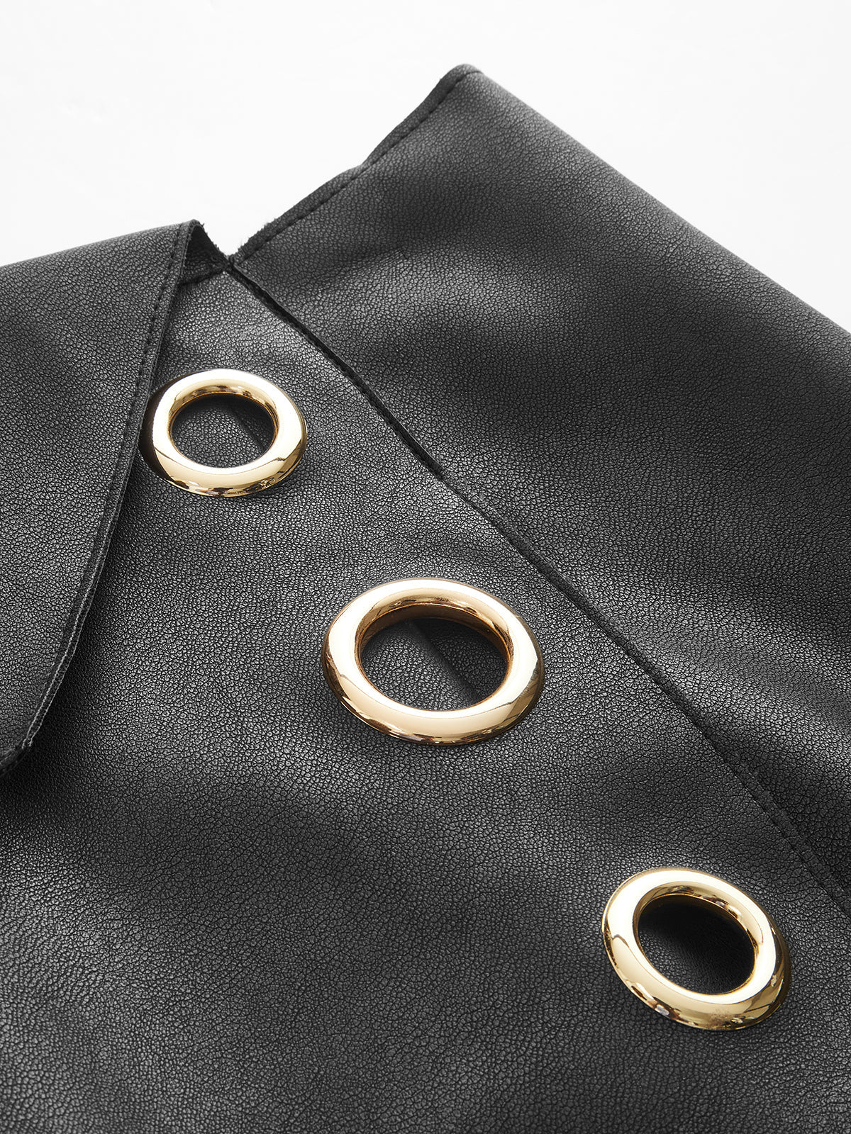 Faux Leather Ring Accent Asymmetric Skirt