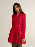 V-Neck Bow Detail Mini Dress