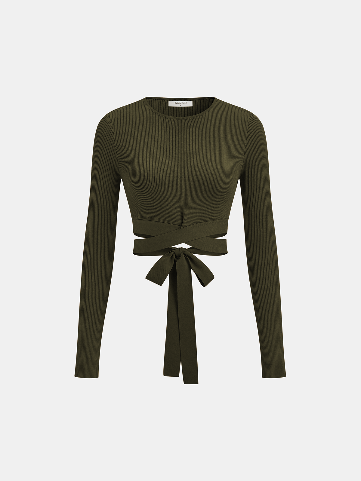 Ribbed Long Sleeve Tie-Back Top