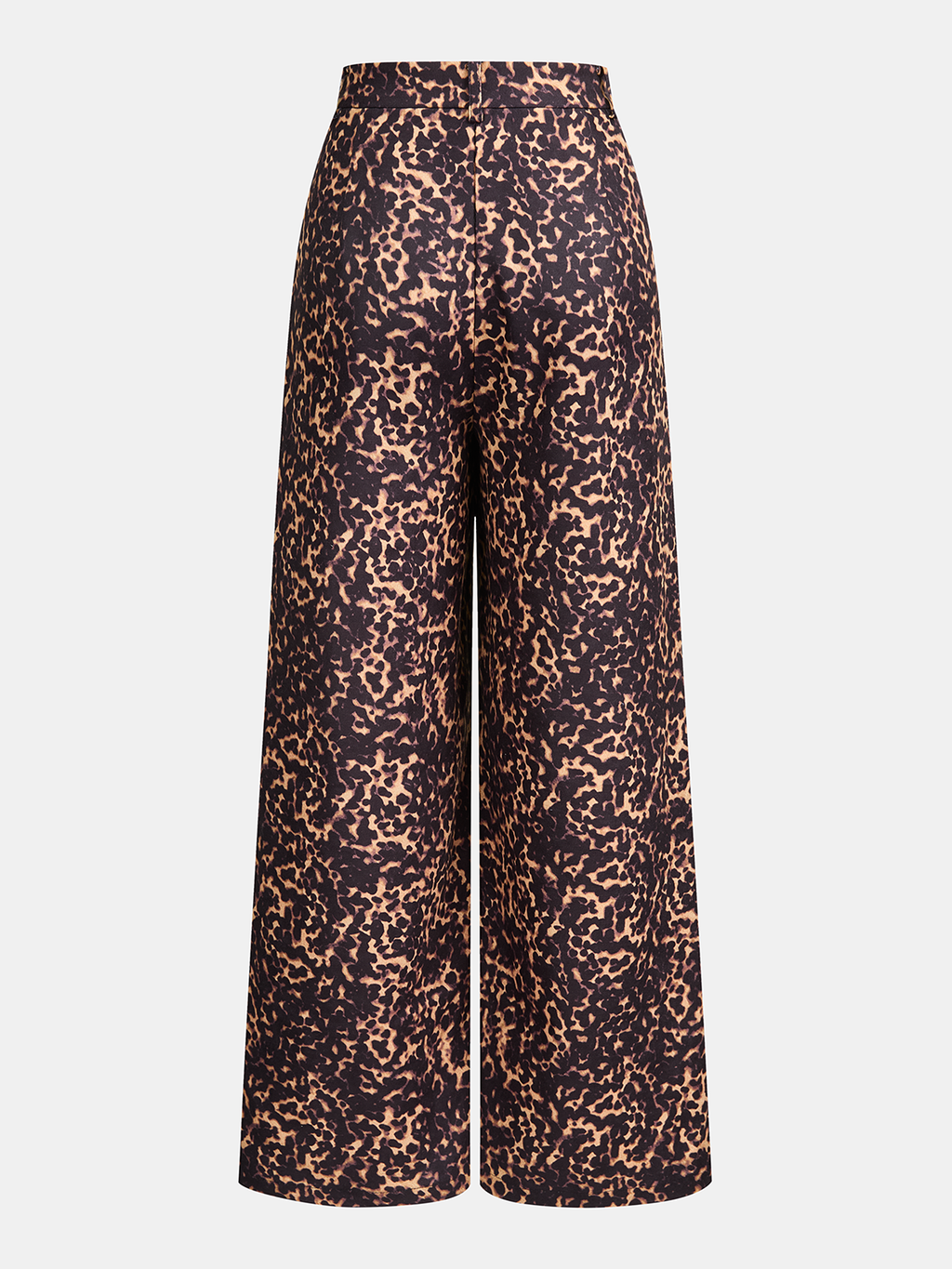 Leopard Print Pleated Wide-Leg Pants