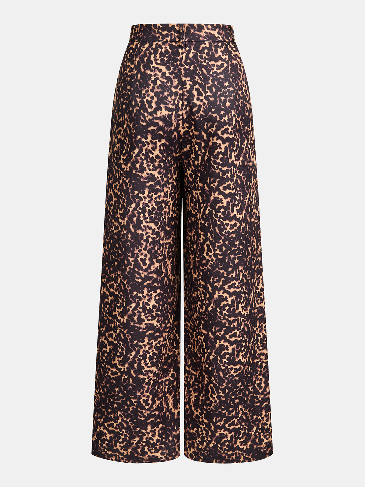 Leopard Print Pleated Wide-Leg Pants