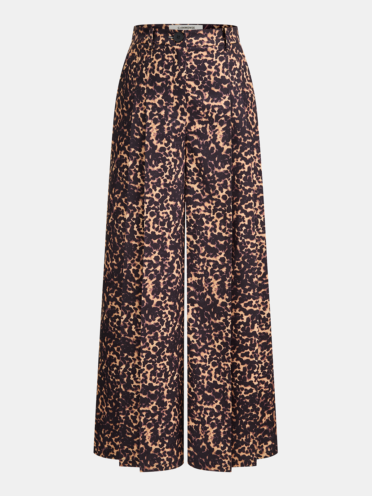 Leopard Print Pleated Wide-Leg Pants