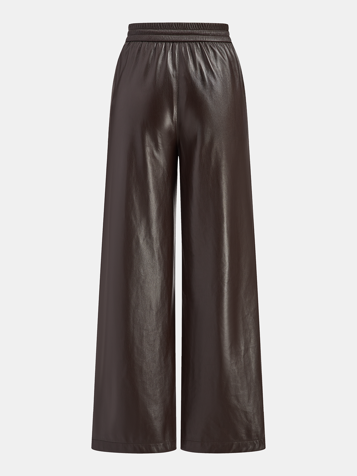 Faux Leather High-Waist Drawstring Wide-Leg Pants