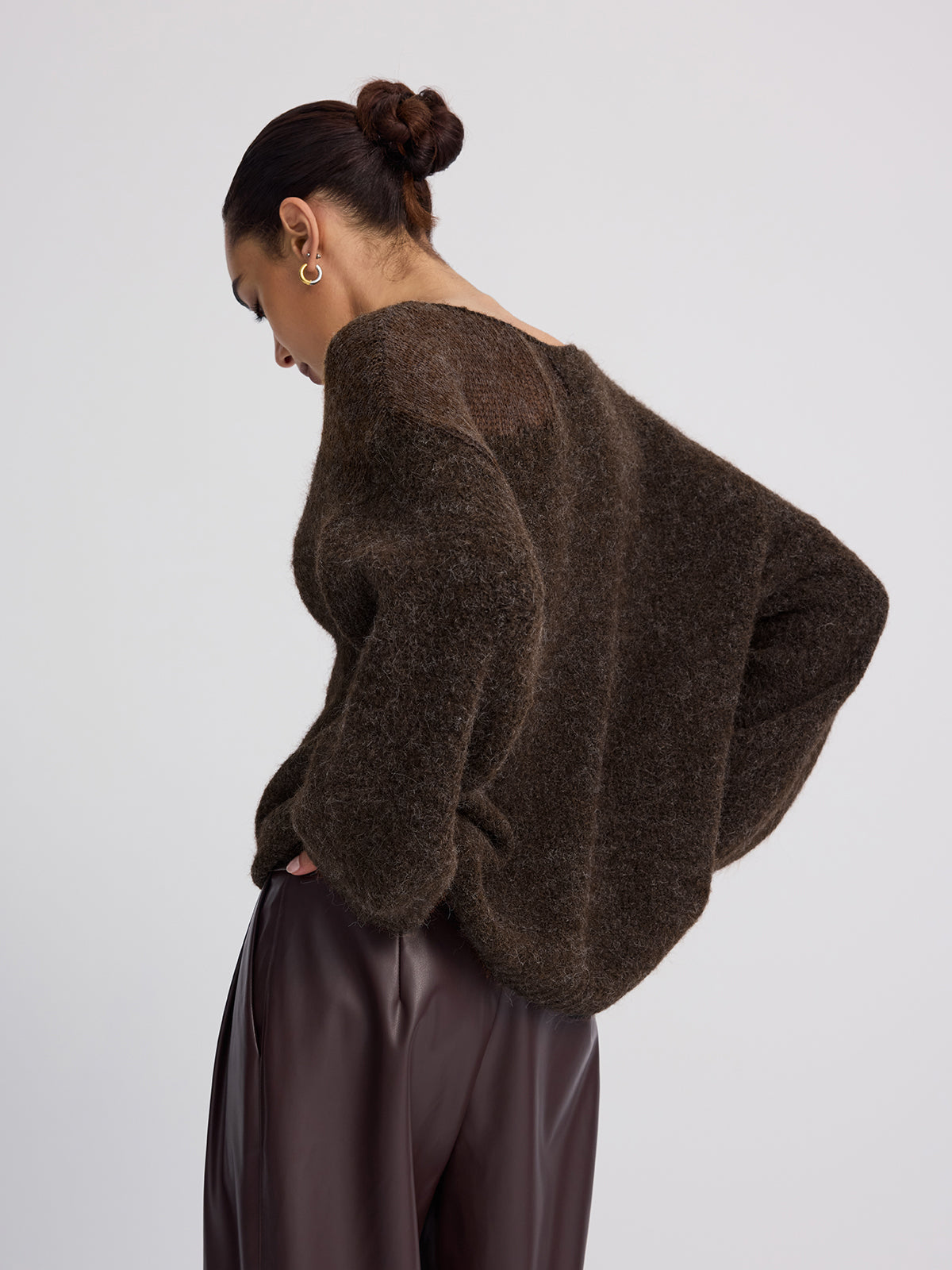 Sheer Paneled Mohair Knit Sweater