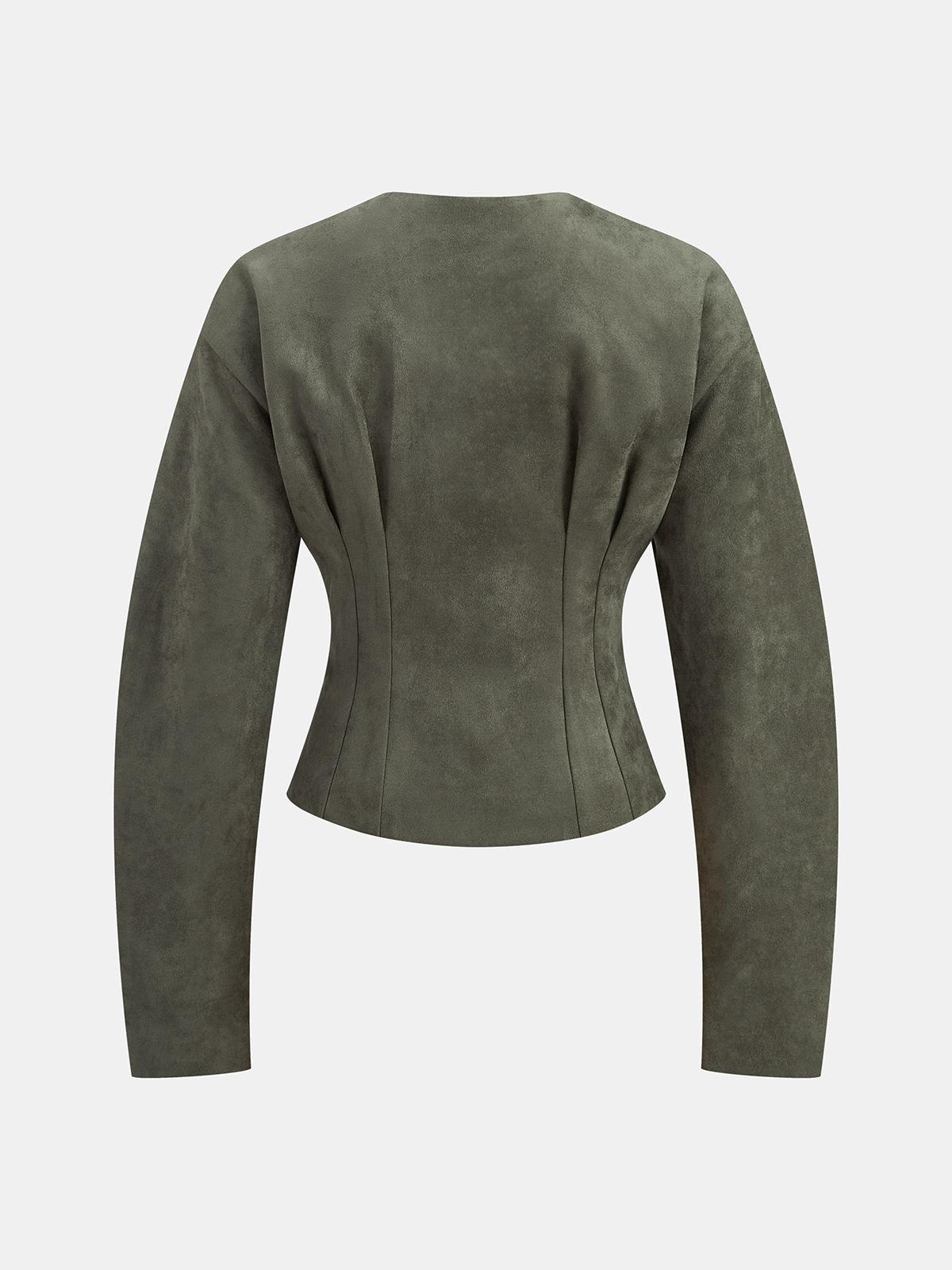 Suede Effect Cinched Waist Jacket