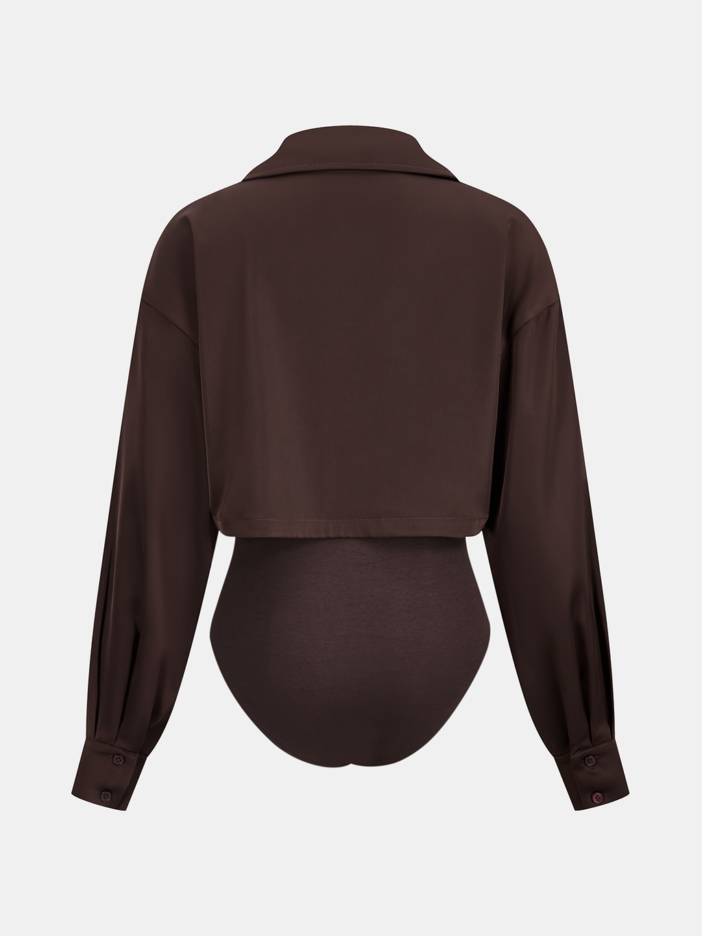 2 in 1 Satin Shirt Panel Bodysuit
