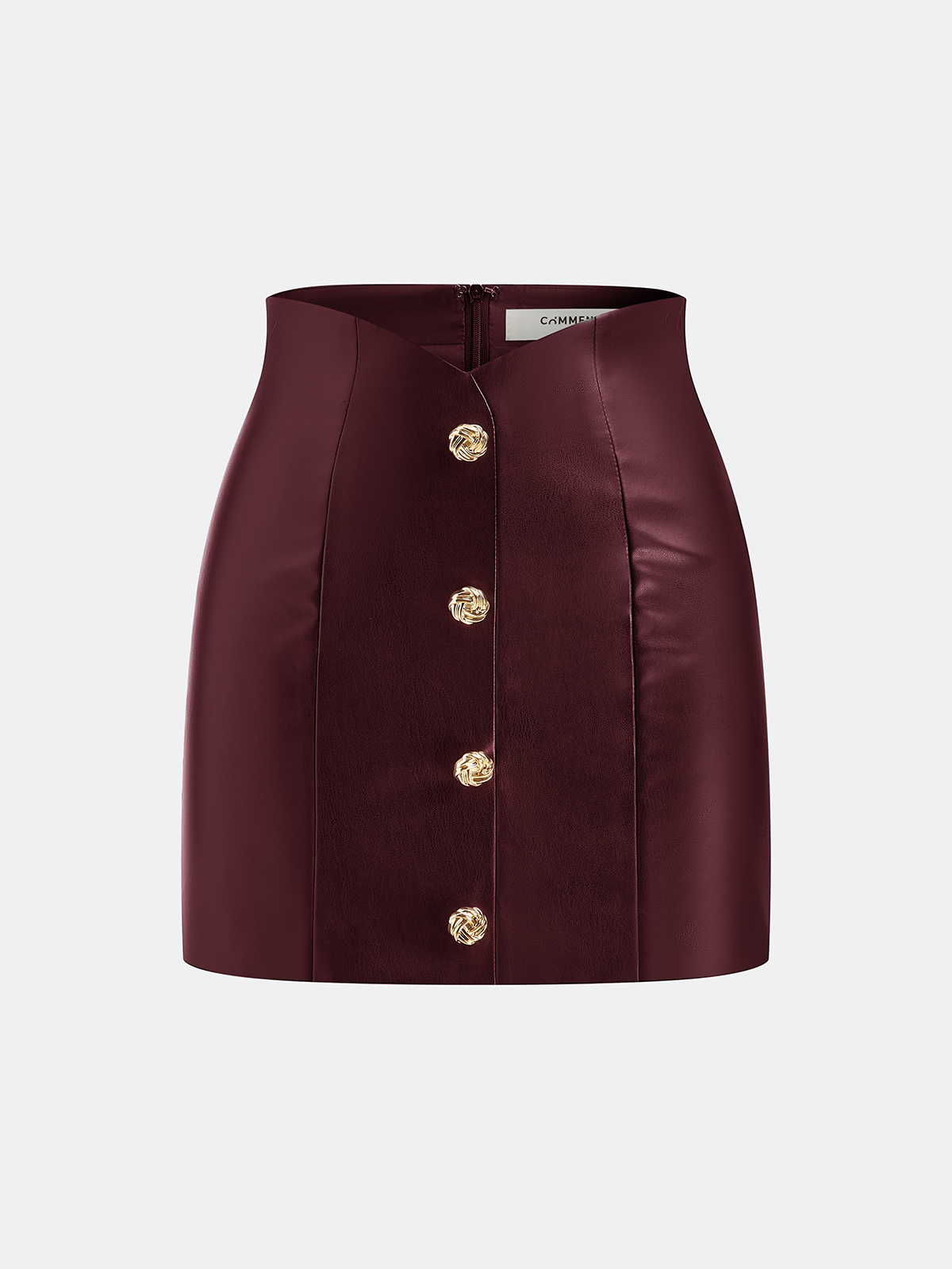 Metal Detail Faux Leather Mini Skirt