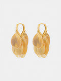 Leaf-Textured Cluster Drop Hoop Earrings