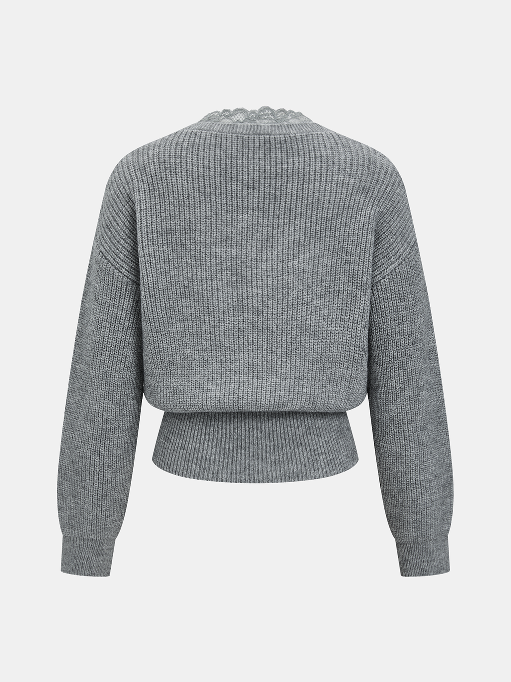 V-Neck Lace-Trim Knit Sweater