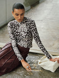 Mock Neck Animal Print Long-Sleeve Top