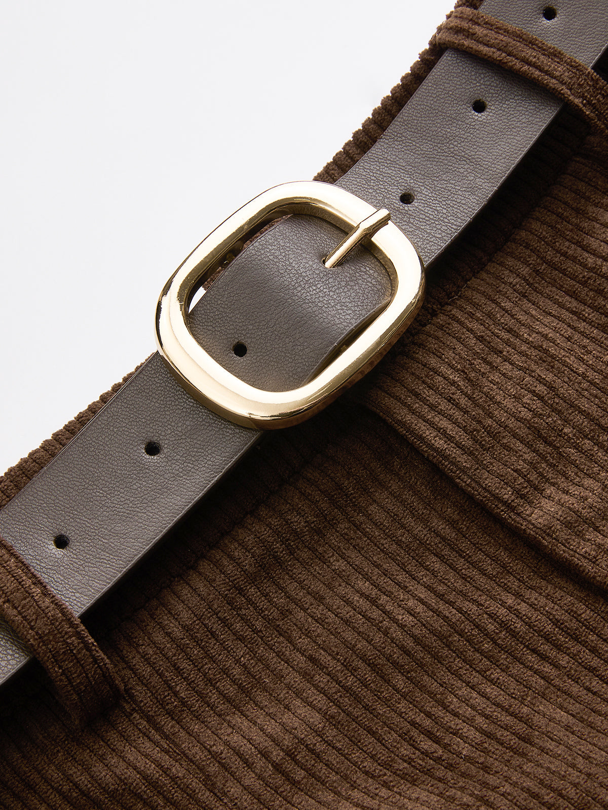 Belted Corduroy Pleated Shorts