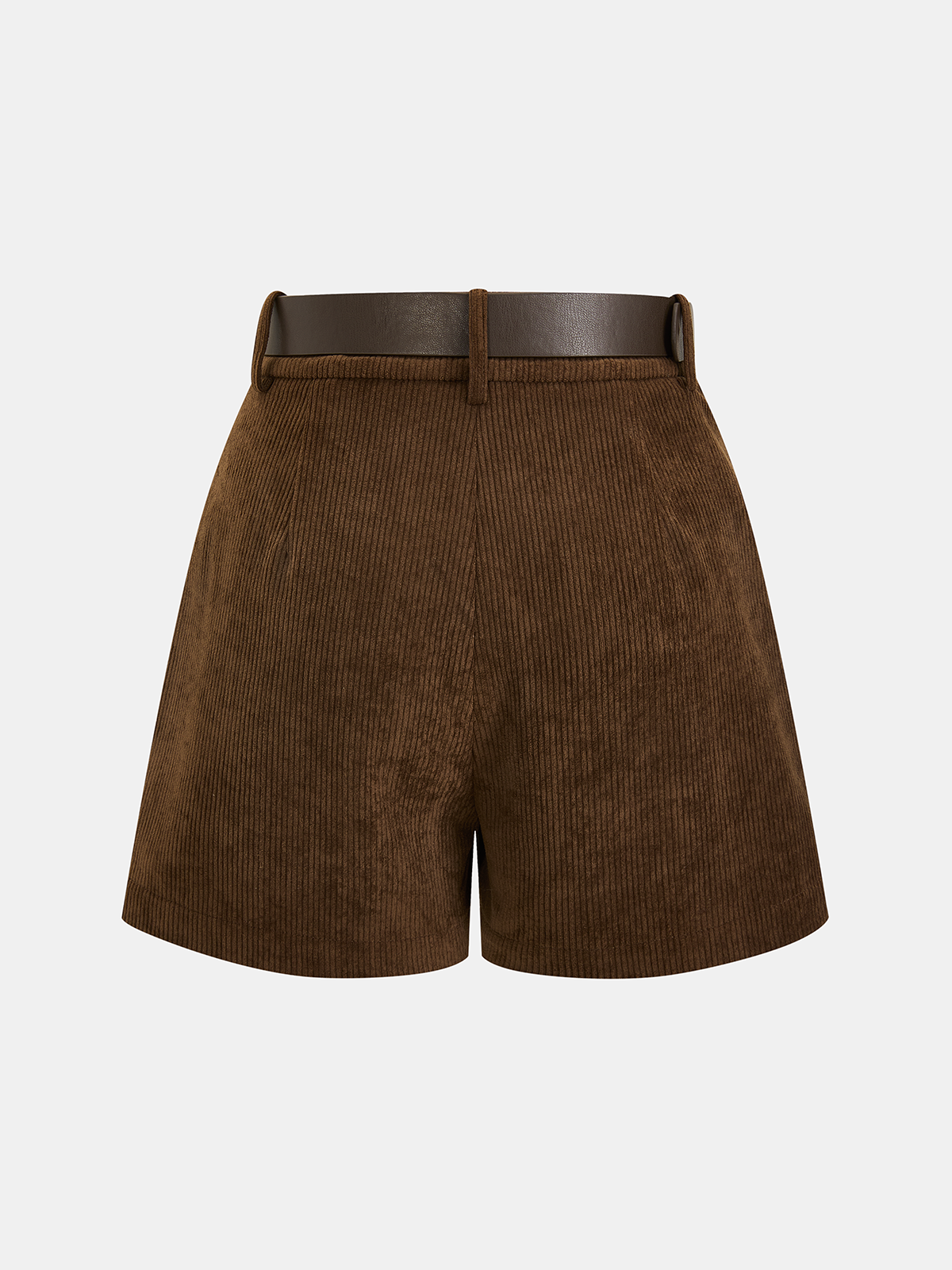 Belted Corduroy Pleated Shorts