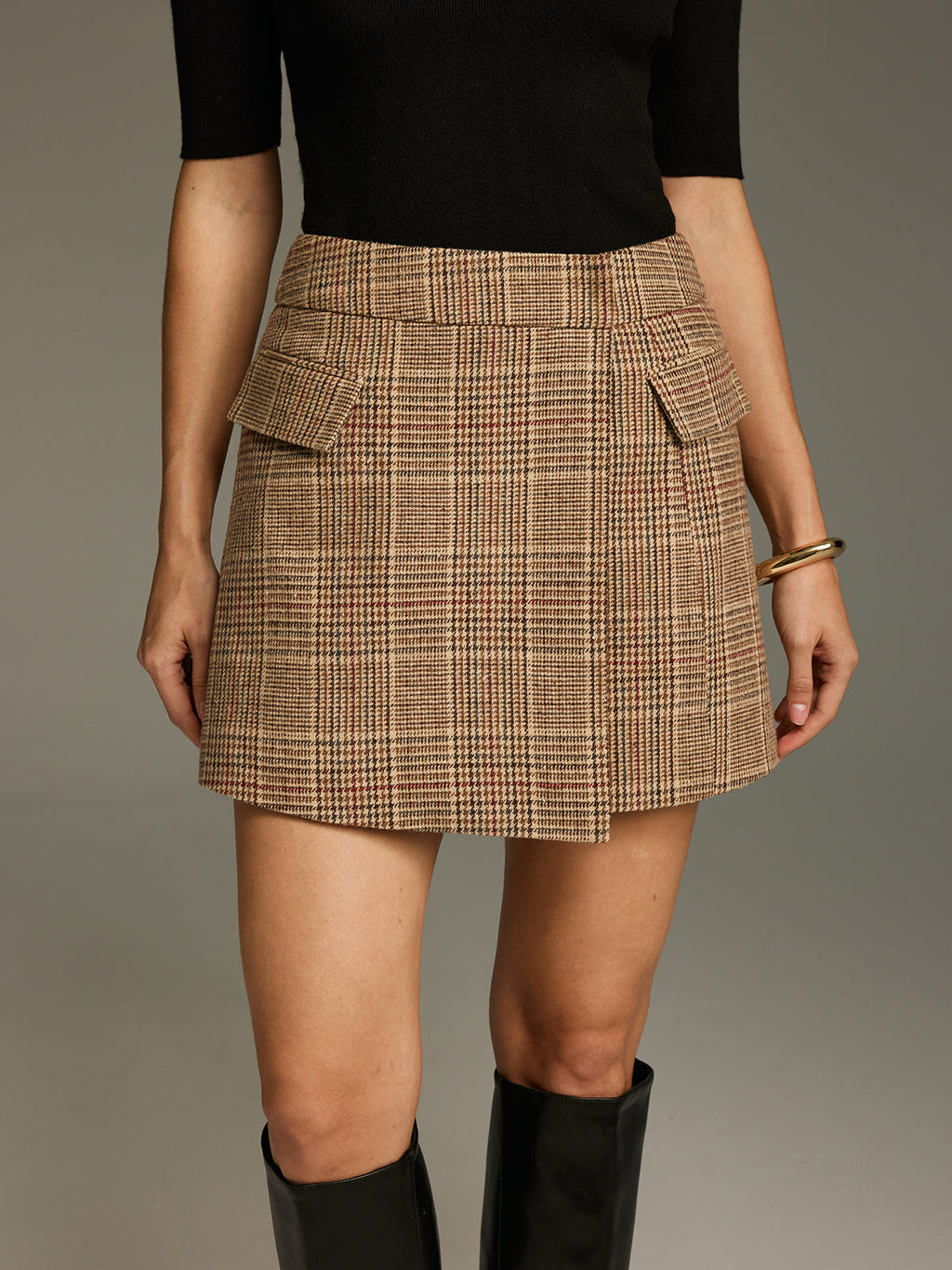 Tweed Plaid Mini Skirt