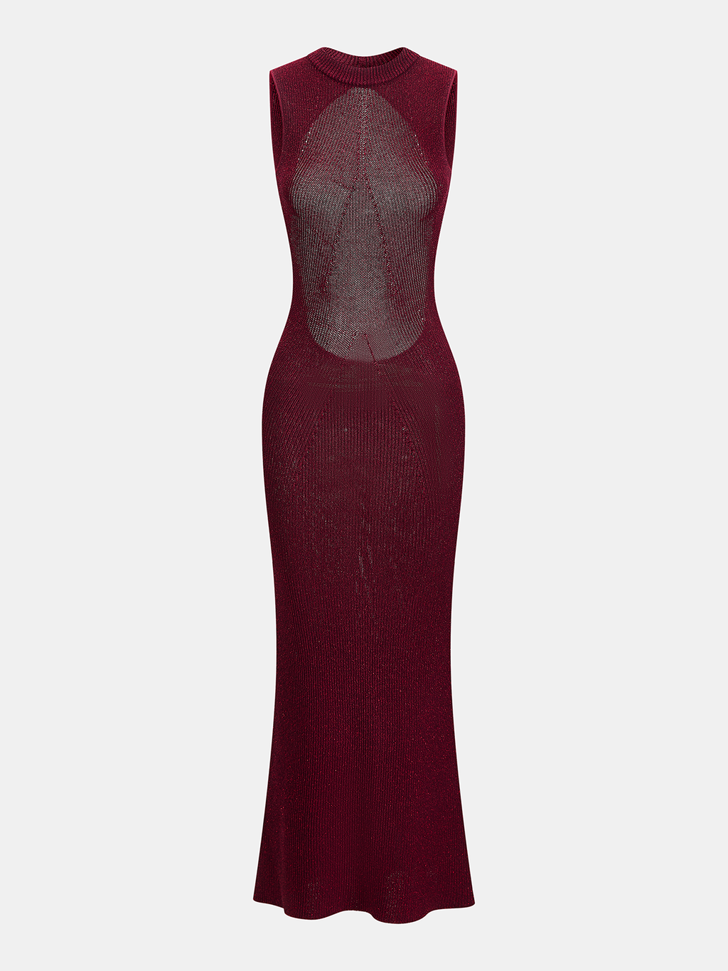 Backless Glitter Knit Sleeveless Maxi Dress