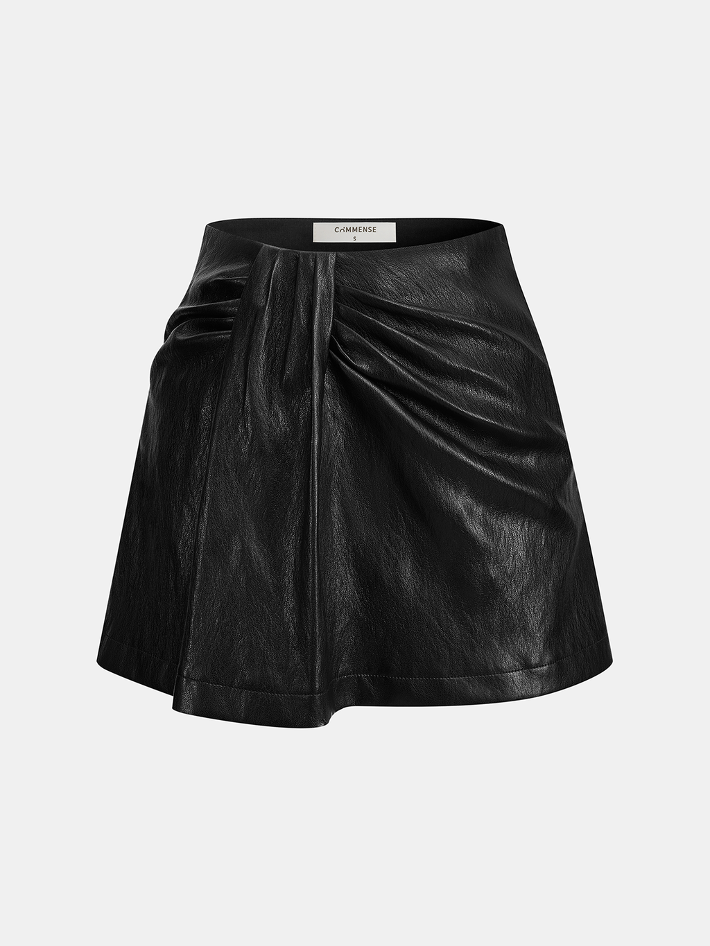 Faux Leather Ruched Mini Skort