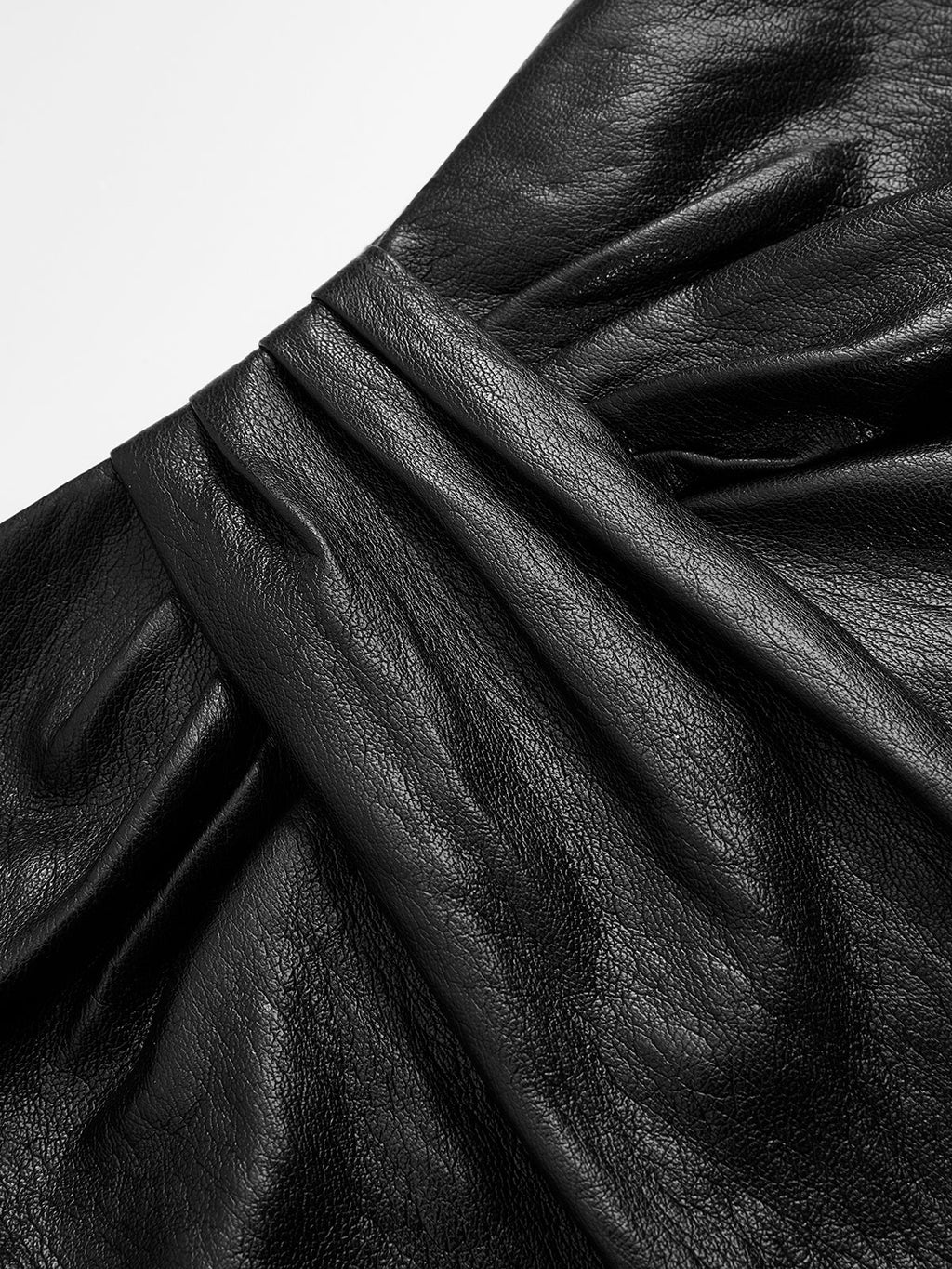 Faux Leather Ruched Mini Skort
