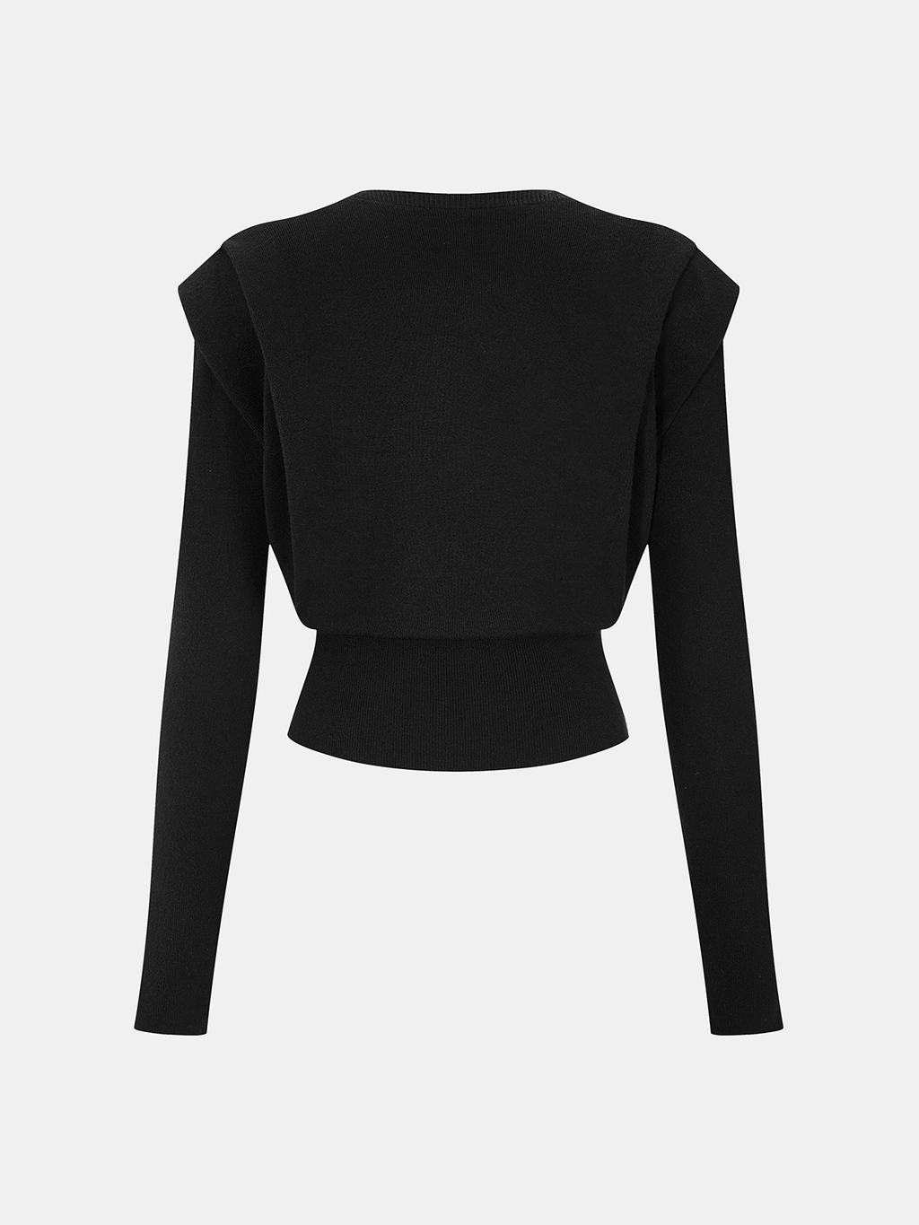 Structured-Shoulder Cinched-Waist Knit Top