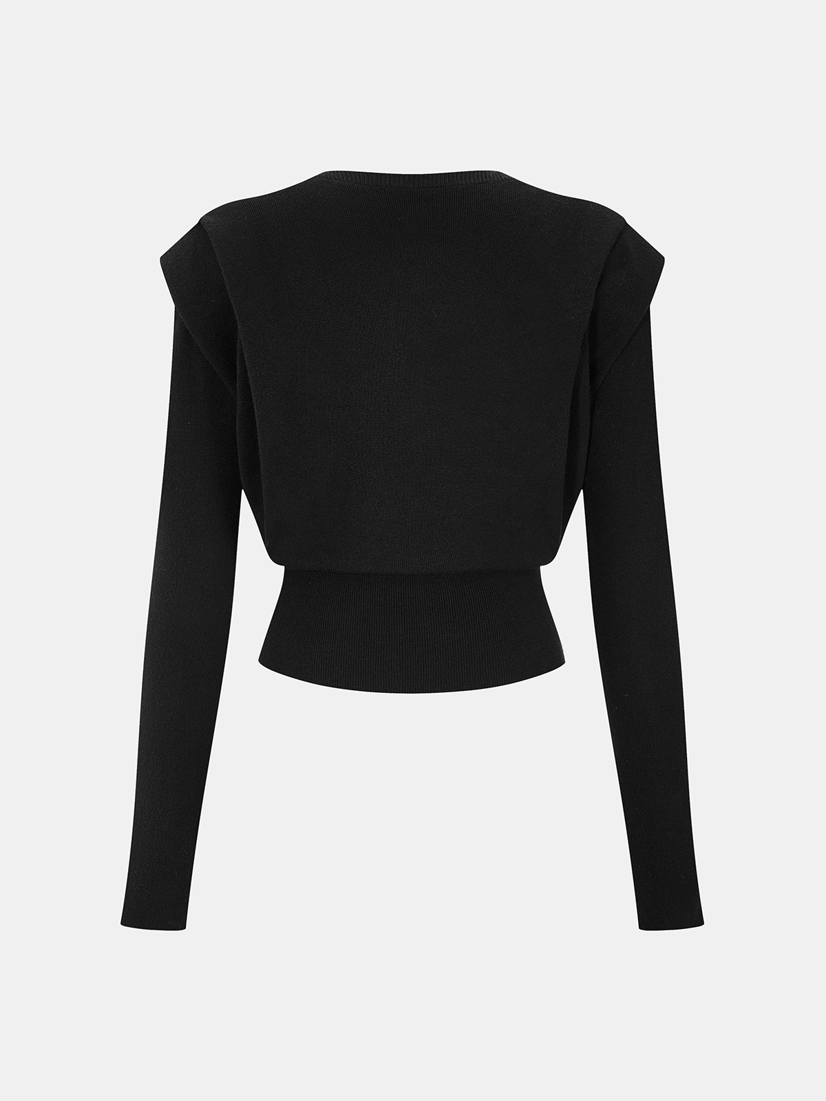 Structured-Shoulder Cinched-Waist Knit Top