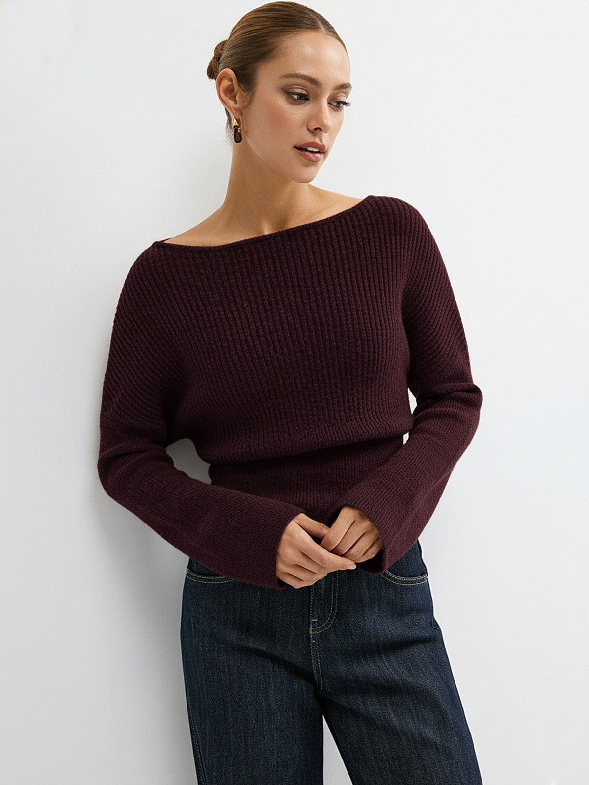 Wool Blend Off-Shoulder Sweater