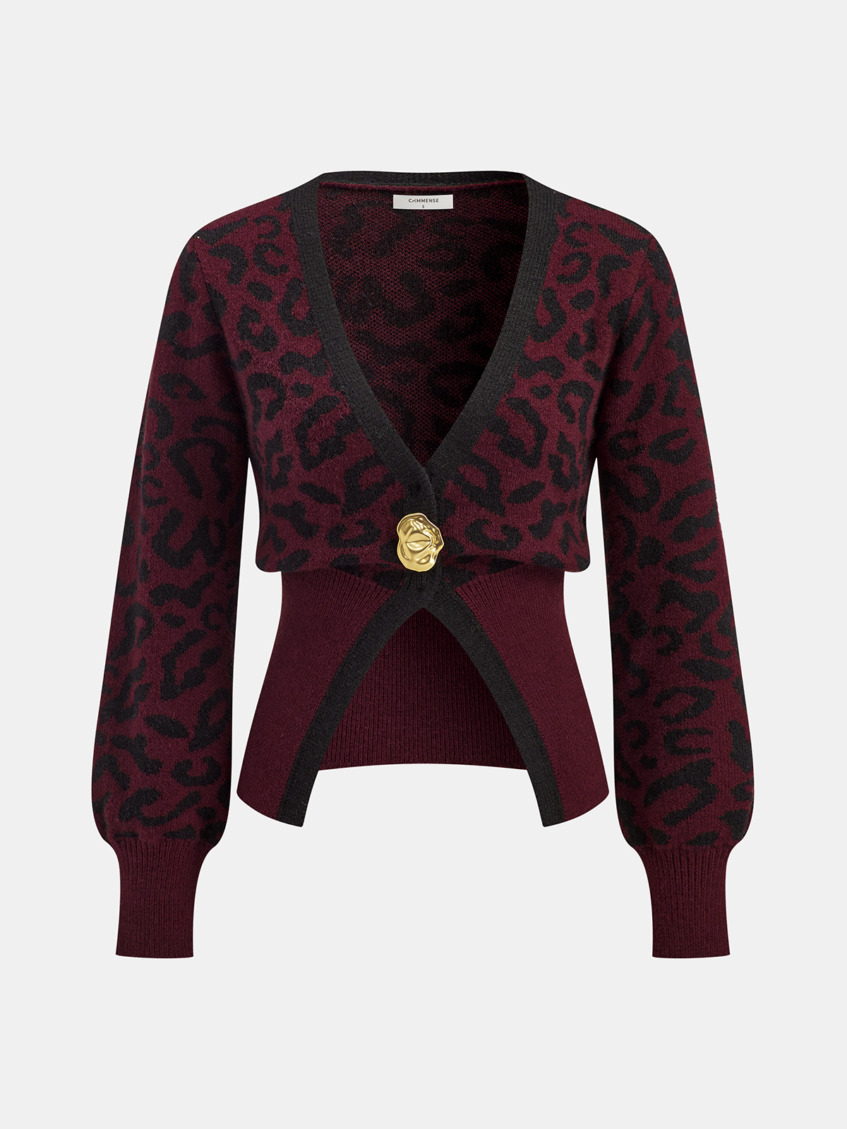 Metal Button Leopard Print Knit Top