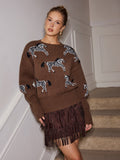 Zebra Pattern Knit Sweater