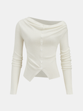 Wool-Blend Off-Shoulder Ruched Knit Top