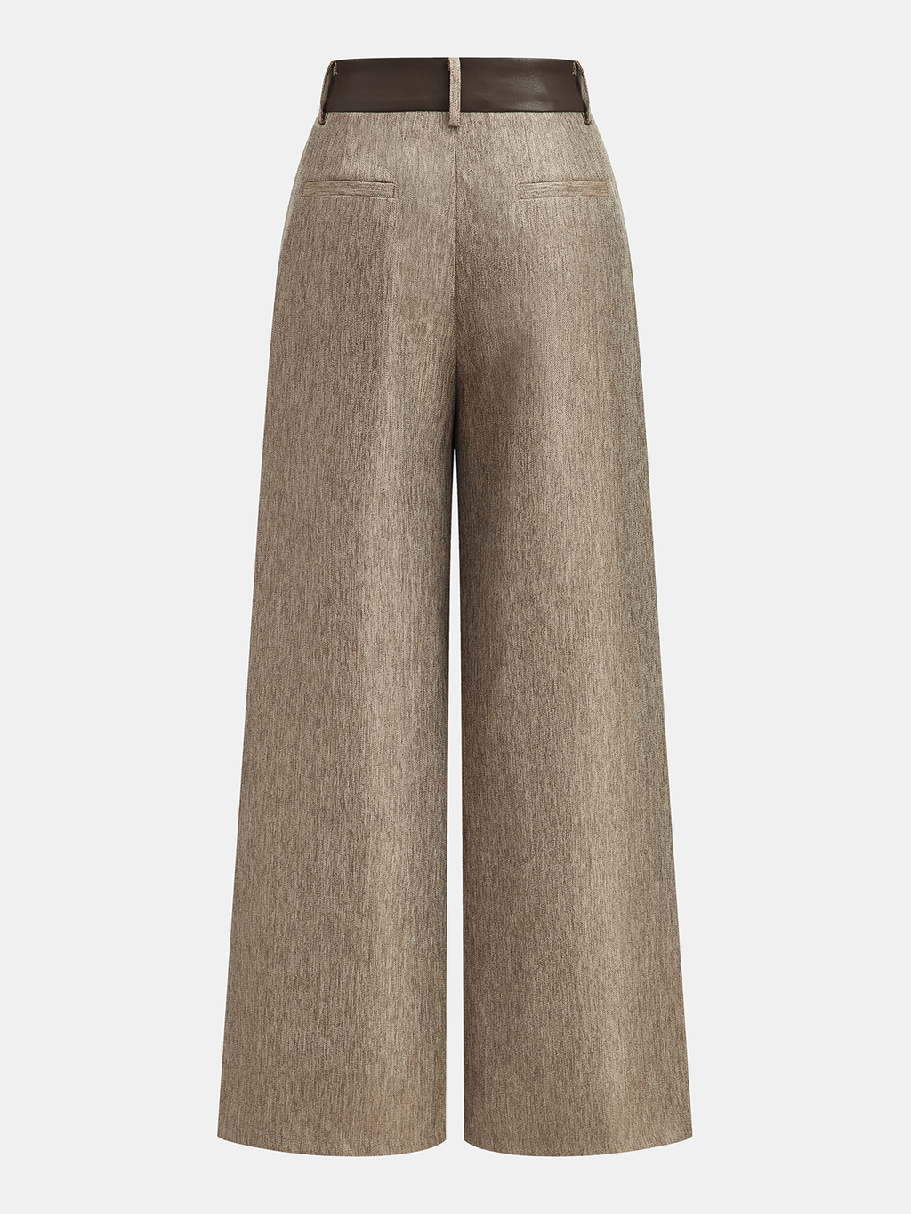 Faux Leather Panel Wide-Leg Pants