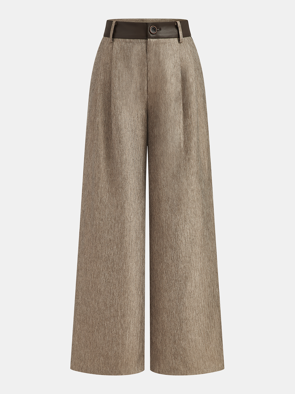 Faux Leather Panel Wide-Leg Pants