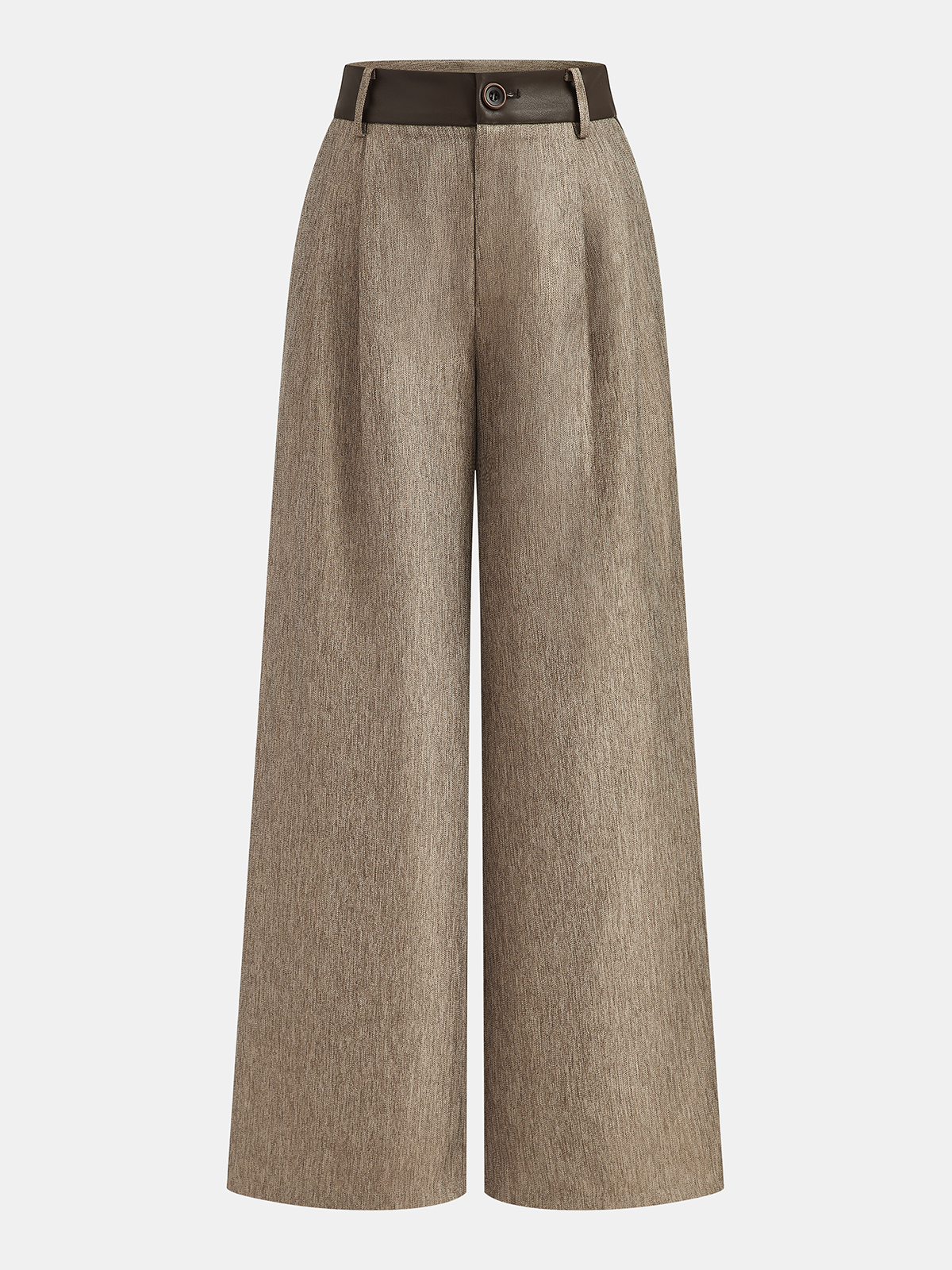 Faux Leather Panel Wide-Leg Pants